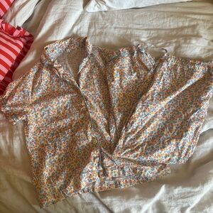 Domi Short Sleeve Classic Pajama set | Avalina Block Print | Size Small
